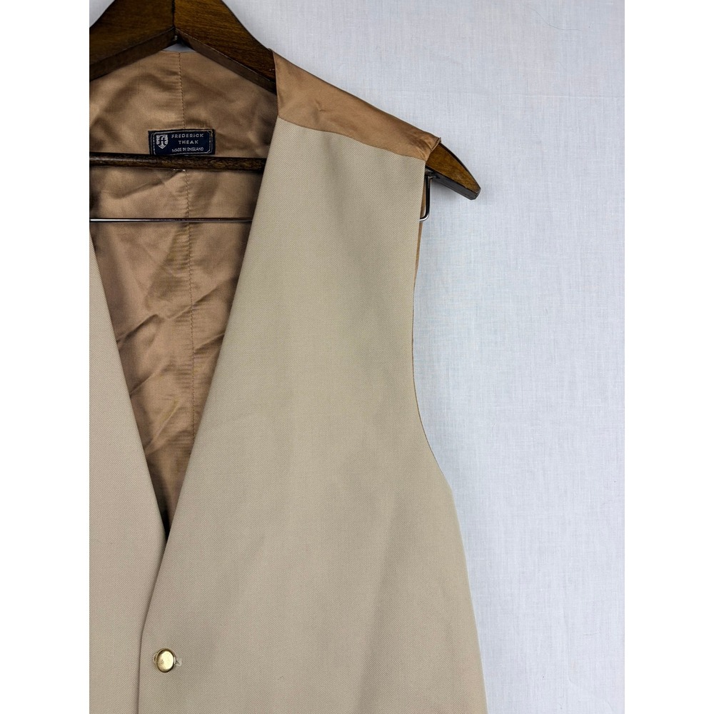 Frederick‎ Theak Mens Tan Formal Waistcoat Vest Made in England Gold Buttons XXL - Picture 4 of 15